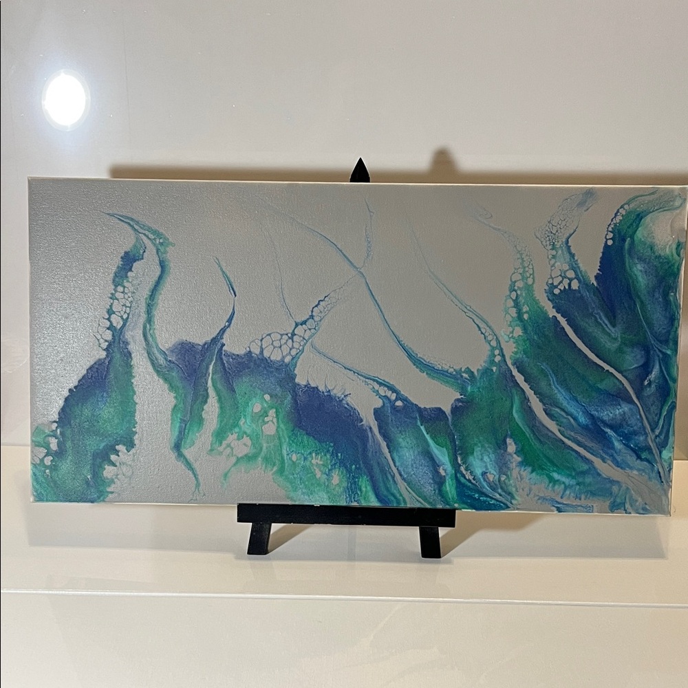 Abstract Blue and Green Canvas Art